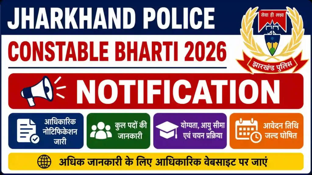 Jharkhand Police Constable Bharti 2026 notification poster