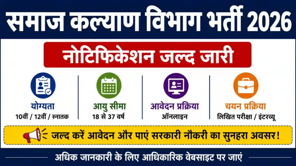 Samaj Kalyan Vibhag Bharti 2026
